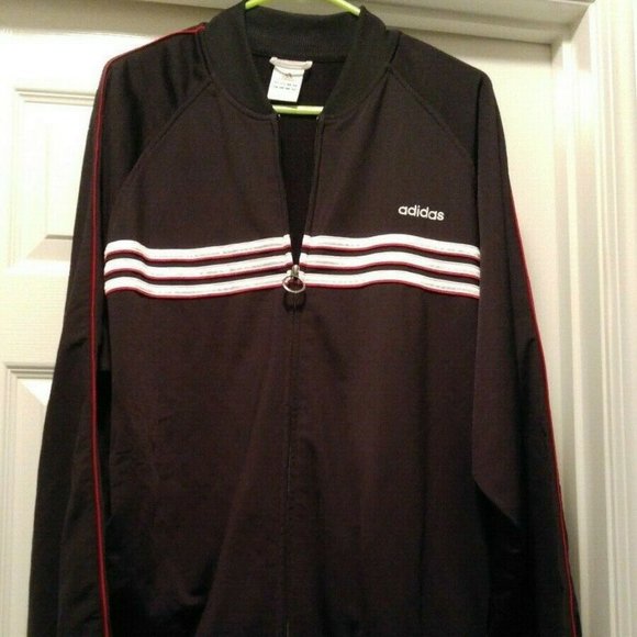 Adidas Men's‎ Black Red Full Zip Warm up Jacket L - Picture 1 of 7